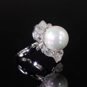 GEM'S BALLET Art Deco Freshwater Pearl Engagement Ring – Vintage Elegance