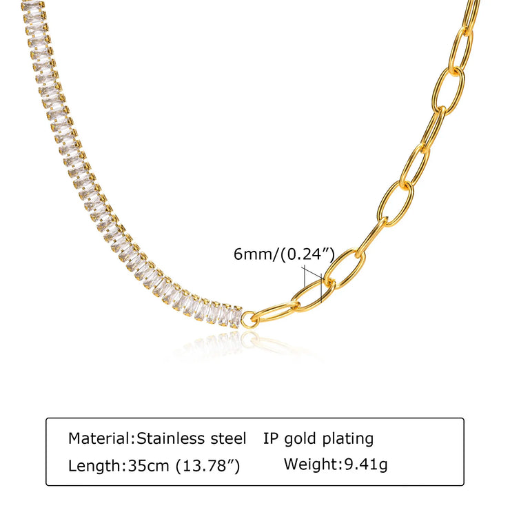 Chunky Paperclip Chain Necklace For Women, Stainless Steel 14k G0ld Plated