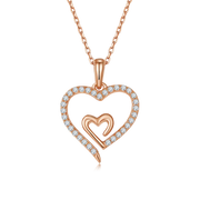 GEM'S BALLET Love Forever Heart Moissanite Necklace 925 Sterling Silver Heart to Heart Delicate Wedding Necklace for Women