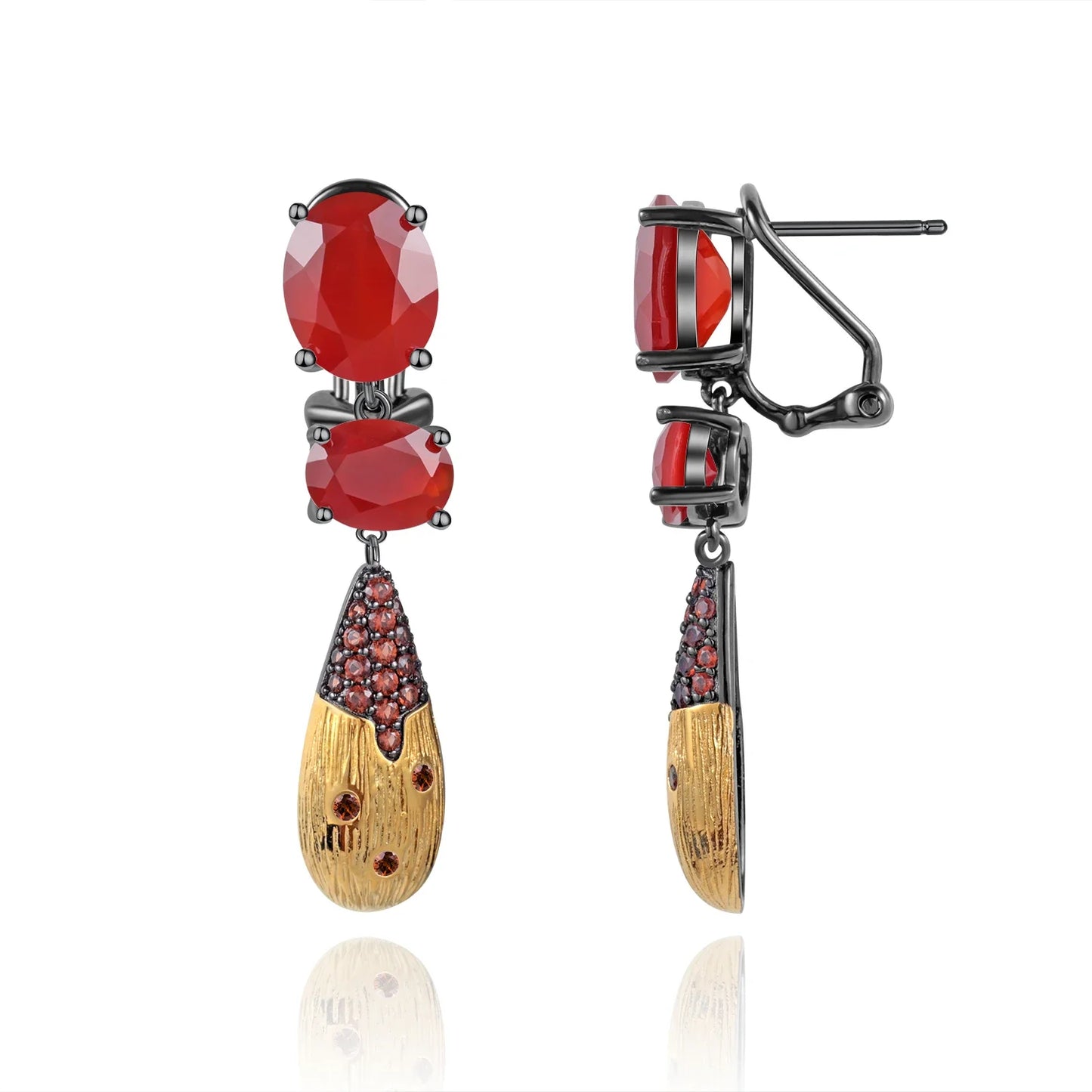 GEM'S BALLET 925 Sterling Silver Red Agate Drop Earrings – A Statement of Elegance