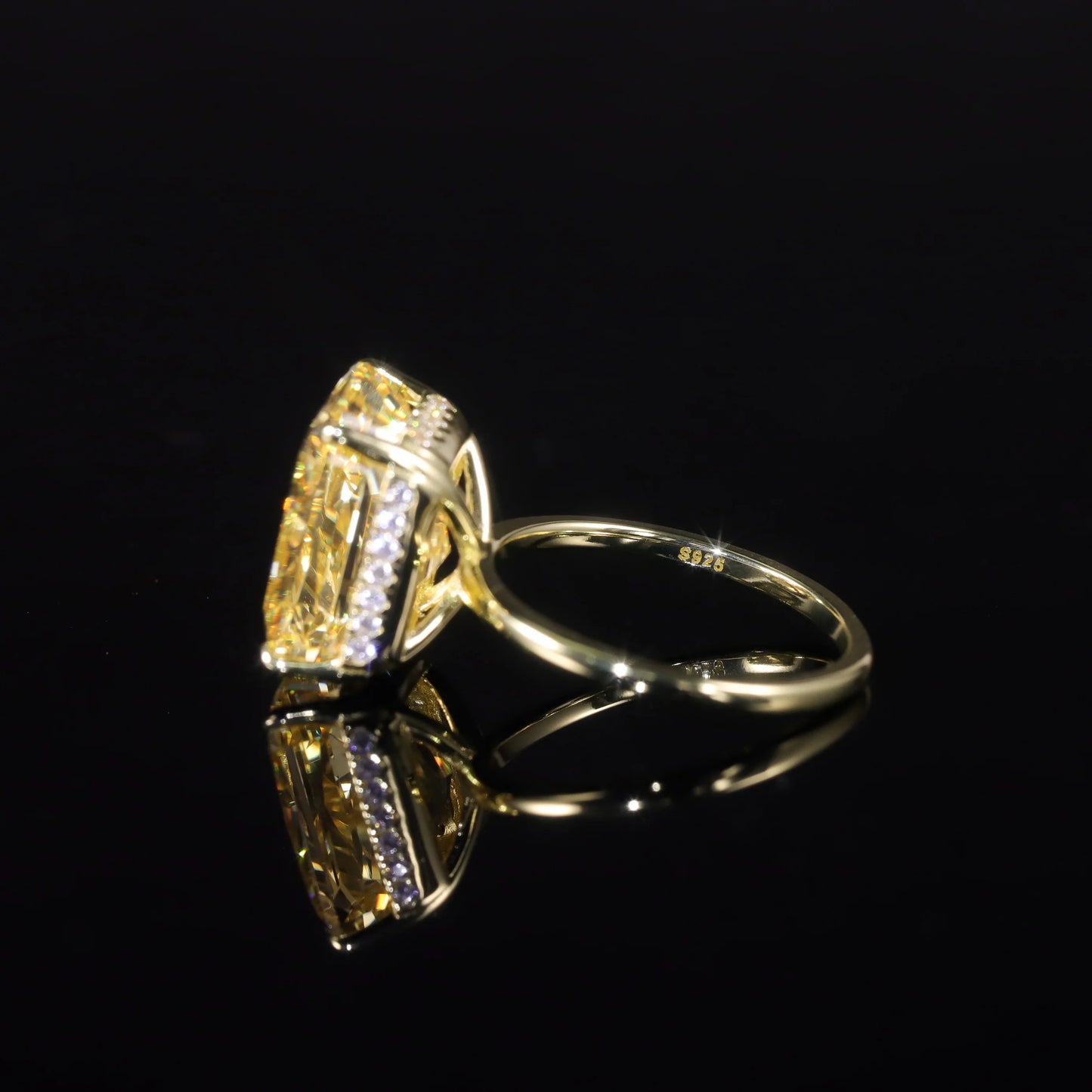 GEM'S BALLET Fancy Light Yellow CZ Engagement Ring – Radiant Elegance