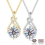 RAPRGOLD 2.0CT Moissanite Classic Pendant Necklace