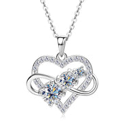 RAPRGOLD GRA Certified Moissanite Infinite Love Heart Pendant Necklace 925 Sterling Silver for Women Fine Jewelry Gifts cadena