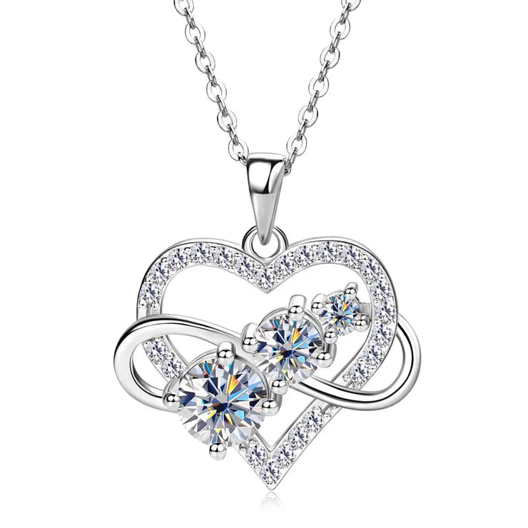 RAPRGOLD GRA Certified Moissanite Infinite Love Heart Pendant Necklace 925 Sterling Silver for Women Fine Jewelry Gifts cadena