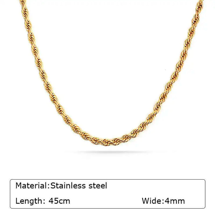 Chunky Paperclip Chain Necklace For Women, Stainless Steel 14k G0ld Plated