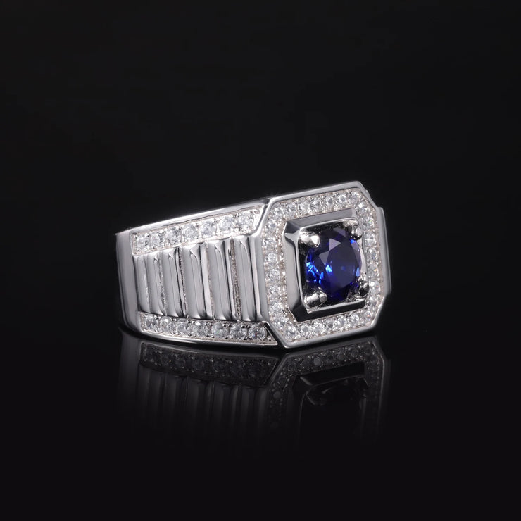 GEM'S BALLET Luxurious Men's Sapphire Ring – Bold & Sophisticated