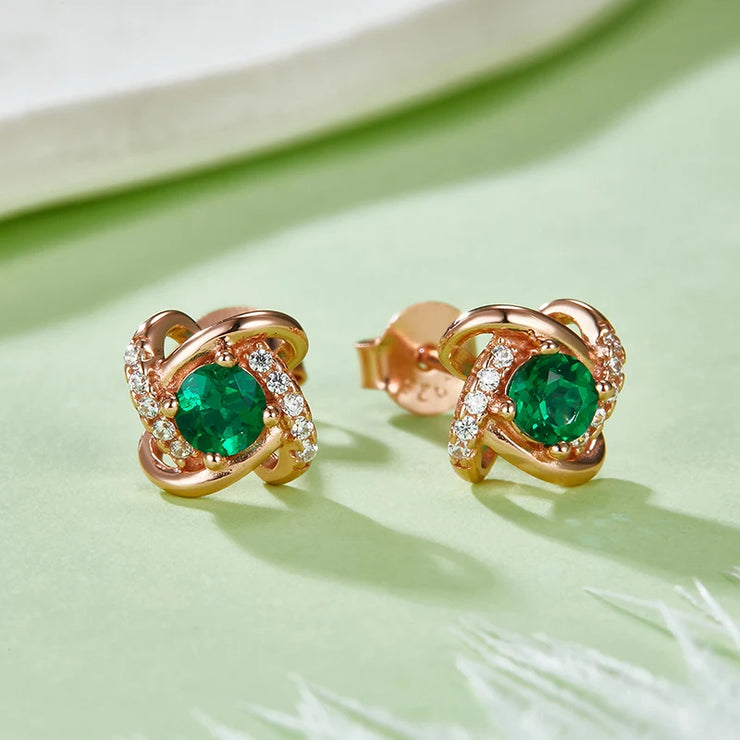 Lab Grown Sapphire/Emerald Vintage Stud Earrings