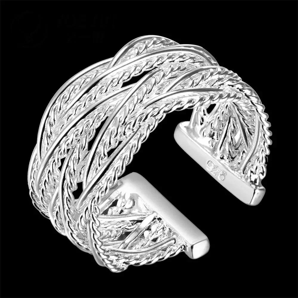 925 sterling Silver vintage Rings For Women adjustable Fashion Party Wedding Accessories Jewelry Christmas Gifts