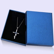 RAPRGOLD 925 Sterling Silver Butterfly Cross Necklace Marquise Cut Blue Cubic Zirconia Pendant Necklaces Fashion Jewelry Gifts