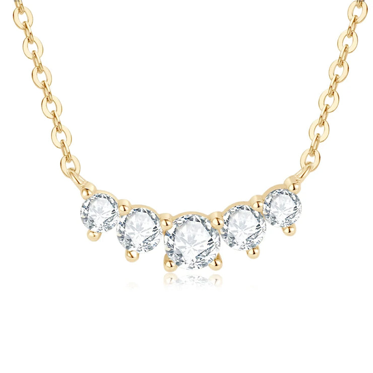 RAPRGOLD GRA Certified D Color Moissanite Smile Pendant Necklace for Women 925 Sterling Silver Chains Wedding Neck Jewelry Gifts