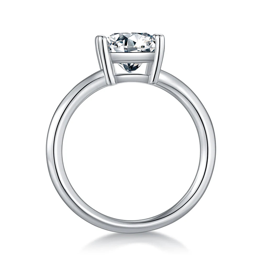 Emerald Cut Moissanite Ring in 925 Sterling Silver with 18K White Gold Plated