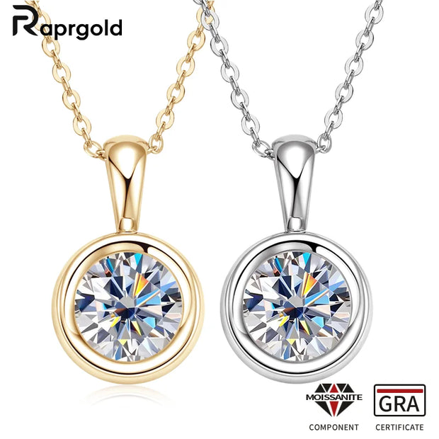 GRA Certified 2ct Moissanite Round Pendant Necklace