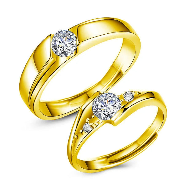 925 Silver Moissanite Couple Rings Wedding Engagement Bands for his and hers engagement bands Moissanite rings open and adjustab