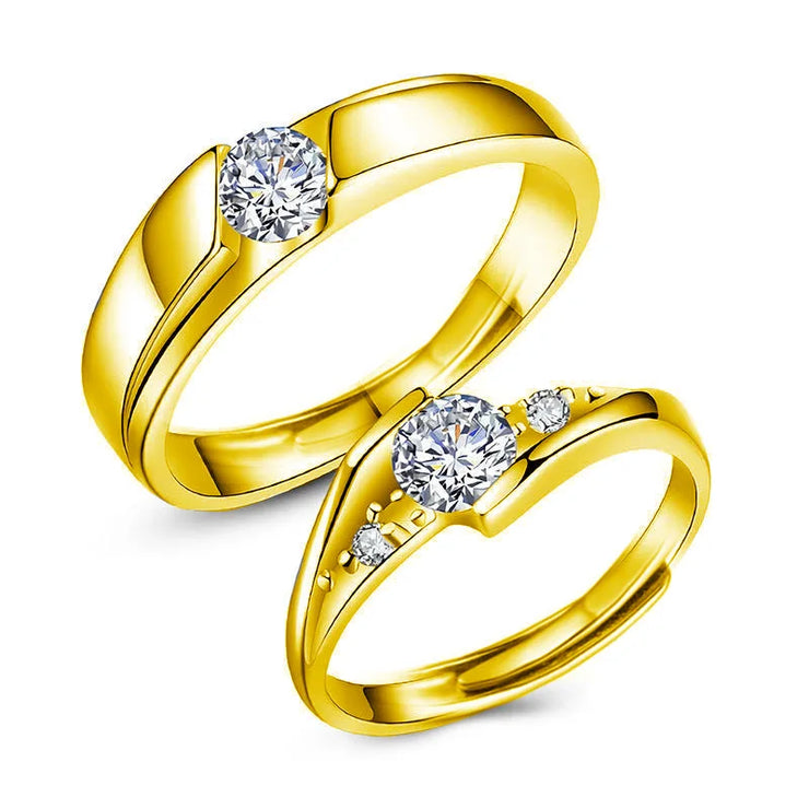 925 Silver Moissanite Couple Rings Wedding Engagement Bands for his and hers engagement bands Moissanite rings open and adjustab