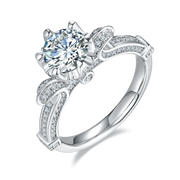 GEM'S BALLET 585 14K 10K 18K Gold 925 Silver Ring 1Ct D Color Antique Style Round Moissanite Engagement Ring For Women Wedding