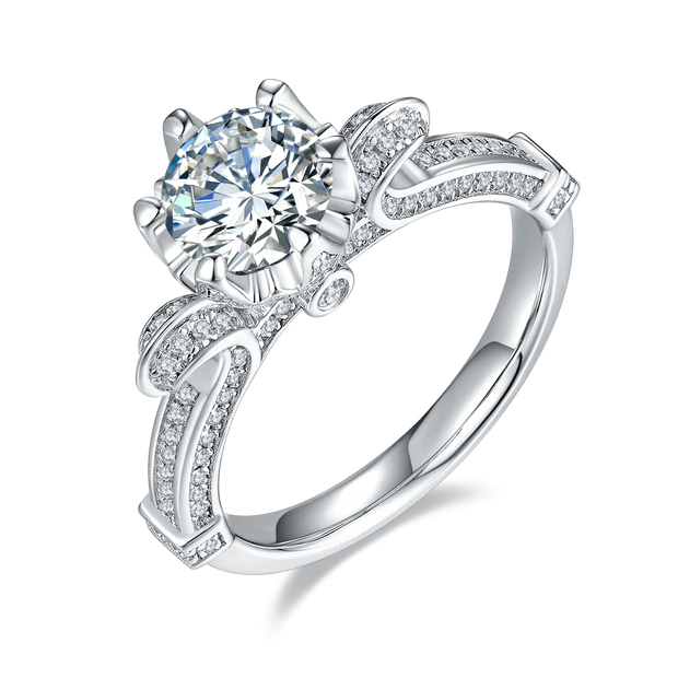 GEM'S BALLET 585 14K 10K 18K Gold 925 Silver Ring 1Ct D Color Antique Style Round Moissanite Engagement Ring For Women Wedding