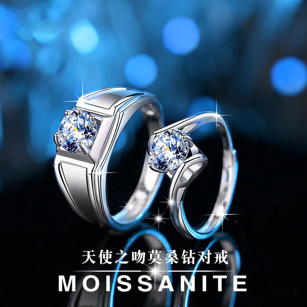 COSFIX 2023 Moissanite Diamond Rings For Couple 1ct Round Cut Women Moissanite Diamond Ring Wedding Moissanite Rings For Men