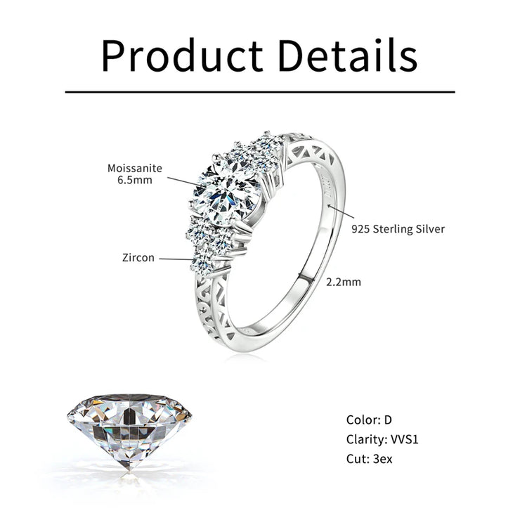Tapered Trellis Five Stone Moissanite Ring
