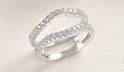 Newshe 2 Pieces 925 Sterling Silver Engagement Ring Enhancer Wedding Band for Women Pear Cut AAAAA Zircon Jewelry Size 4-13