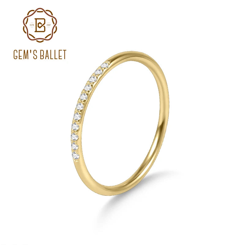 GEM'S BALLET 925 Sterling Silver Moissanite Eternity Wedding Band – Classic Elegance