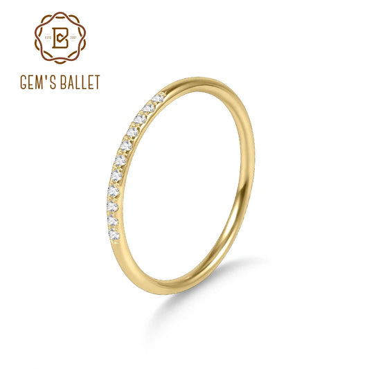 GEM'S BALLET 925 Sterling Silver Moissanite Eternity Wedding Band – Classic Elegance