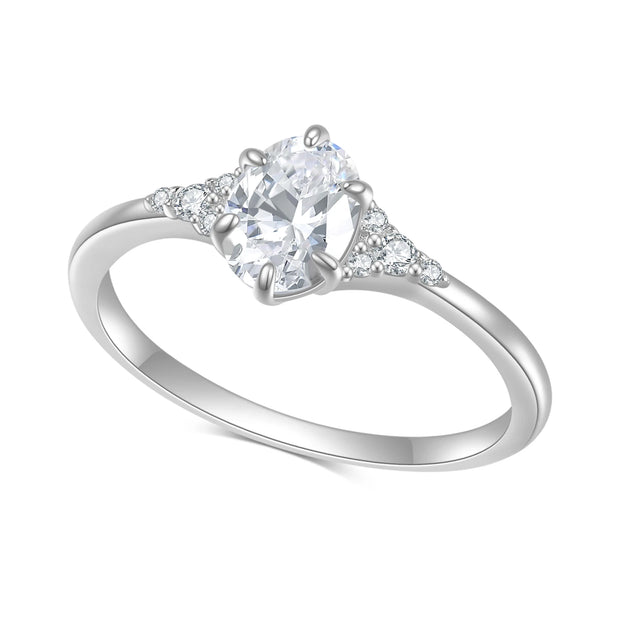 GEM'S BALLET 925 Sterling Silver Women's Moissanite Ring Muse 1.076TCW Round Cut Classic Moissanite Engagement Ring Gift For Her