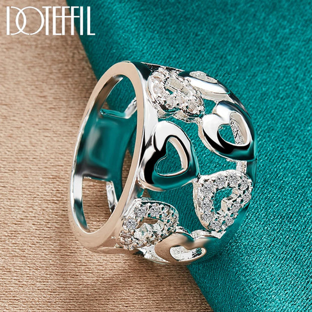 DOTEFFIL 925 Sterling Silver Heart Zircon Ring – Timeless Elegance