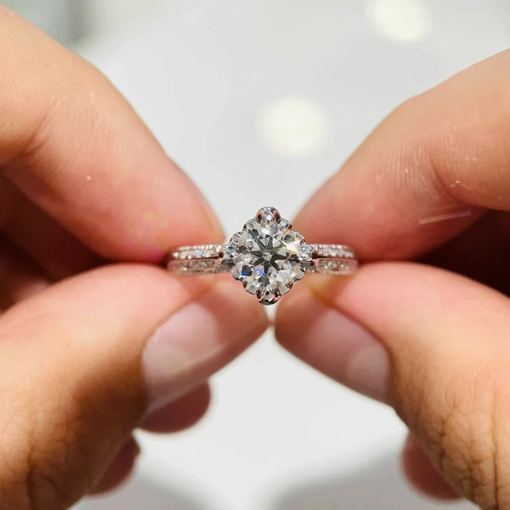 BXINY Luxury 1Carat Moissanite Ring 100% S925 Silver D Color