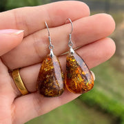 Yoowei 925 Sterling Silver Natural Amber Drop Earrings – Timeless Beauty