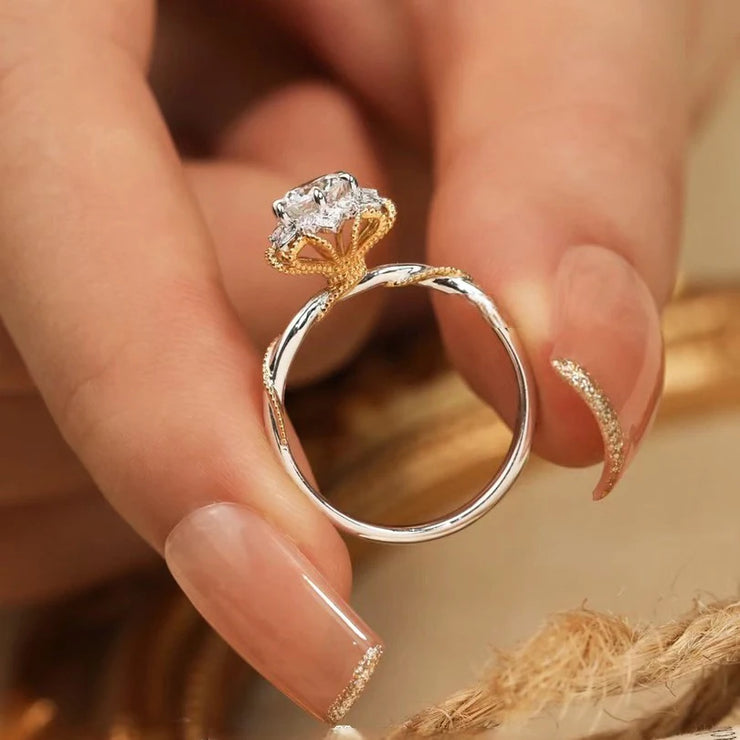 BXINY Luxury 1Carat Moissanite Ring 100% S925 Silver D Color