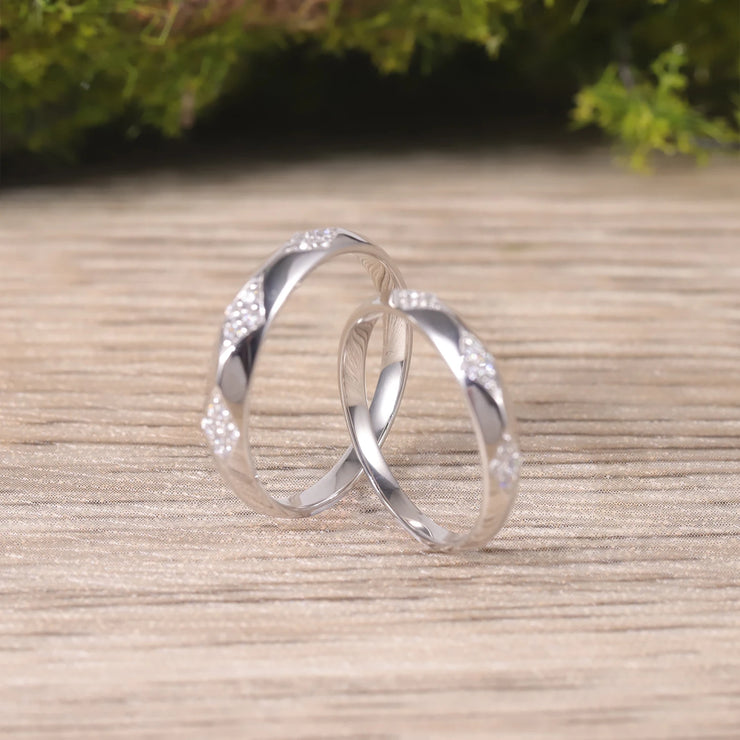 GEM'S BALLET 925 Sterling Silver Couple Ring Set Moissanite Ring Wedding Band Moissanite Matching Rings For Him For Her