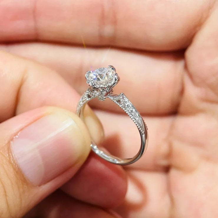 BXINY Luxury 1Carat Moissanite Ring 100% S925 Silver D Color