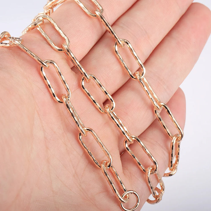 20/24inch 585 Rose Gold Color Necklace For Women Girls Paperclip Link Chain Necklace Vintage Jewelry Gifts CN60