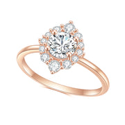 GEM'S BALLET 925 Sterling Silver 0.8Ct Emerald Cut Colorless Dahlia Moissanite Halo Engagement Rings For Women Wedding