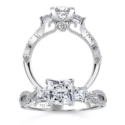 Newshe Genuine 925 Sterling Silver Three Princess Cut AAAAA CZ Infinite Engagement Rings for Women Fine Wedding Jewelry