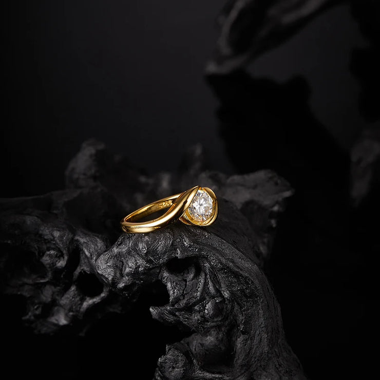 1pc s925 sterling silver with 1ct moissanite, comma ring, high end atmosphere for men and women. | Gifts for Mother | Gifts for