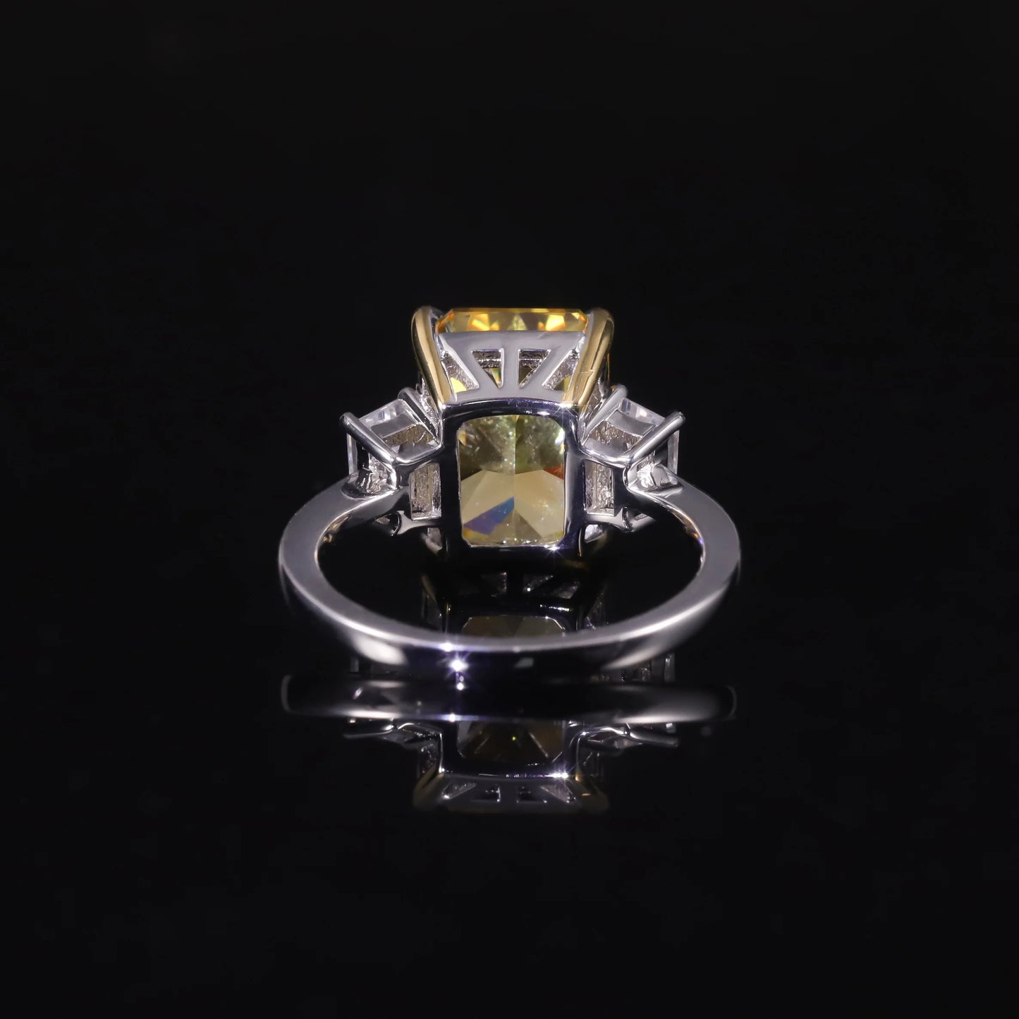 GEM'S BALLET 925 Sterling Silver Handmade Cocktail Ring Diamond-fire CZ- Fancy Vivid Yellow Gemstone Engagement Rings