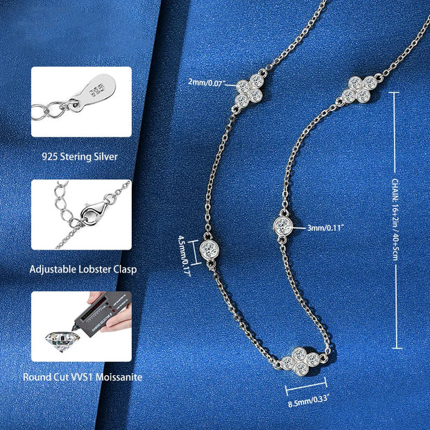 RAPRGOLD Moissanite Pendant Choker Necklaces Collar 925 Sterling Silver Clavicle Chain Necklace For Women Jewellry Wedding Gifts
