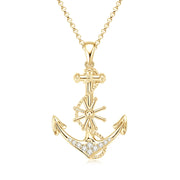 RAPRGOLD Round Moissanite Anchor Pendant Necklace S925 Sterling Silver Fashion Exquisite Necklaces for Men Women Jewelry Gifts