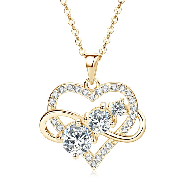 RAPRGOLD GRA Certified Moissanite Infinite Love Heart Pendant Necklace 925 Sterling Silver for Women Fine Jewelry Gifts cadena