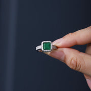 GEM'S BALLET Art Deco Onyx Ring with 2.2Ct Natural Green Agate – Vintage Elegance