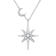 Radiant Moissanite Star Moon Necklace – Celestial Elegance