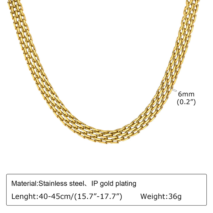 Chunky Paperclip Chain Necklace For Women, Stainless Steel 14k G0ld Plated