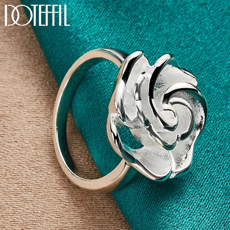 DOTEFFIL 925 Sterling Silver Rose Flower Ring – A Symbol of Love and Beauty