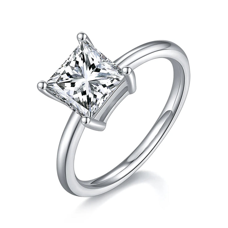 GEM'S BALLET 2ct Emerald Cut Moissanite Ring