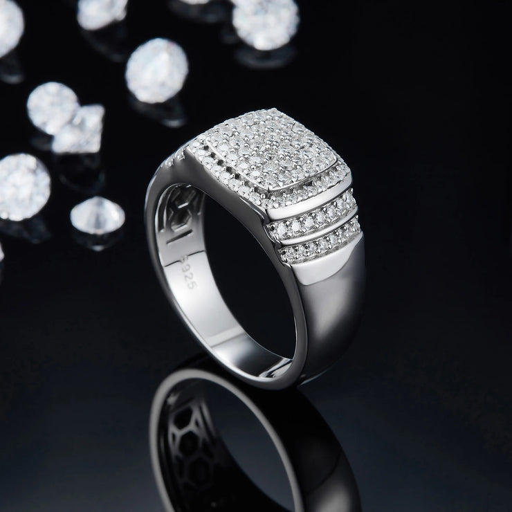 GEM'S BALLET Moissanite Men's Ice Out Ring – Bold & Sophisticated