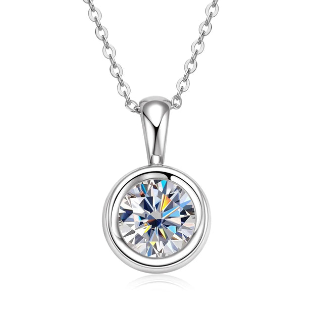 GRA Certified 2ct Moissanite Round Pendant Necklace