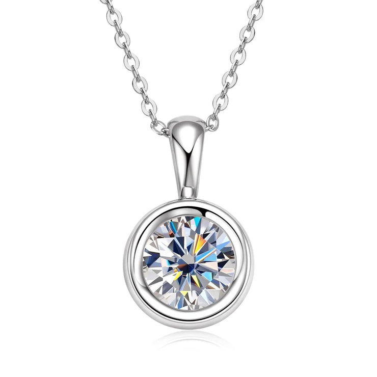 GRA Certified 2ct Moissanite Round Pendant Necklace