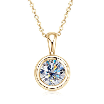 GRA Certified 2ct Moissanite Round Pendant Necklace