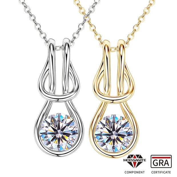 RAPRGOLD 2.0CT Moissanite Classic Pendant Necklace